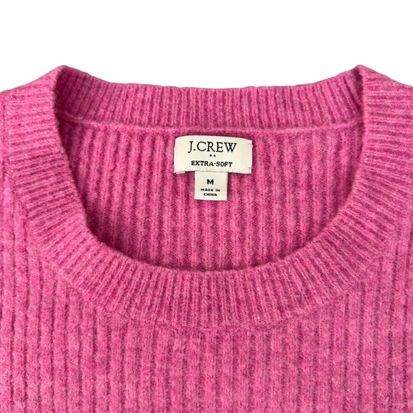 J. Crew Factory Pink Ribbed puff sleeve sweater in extra soft yarn Wool blend M - Picture 6 of 16